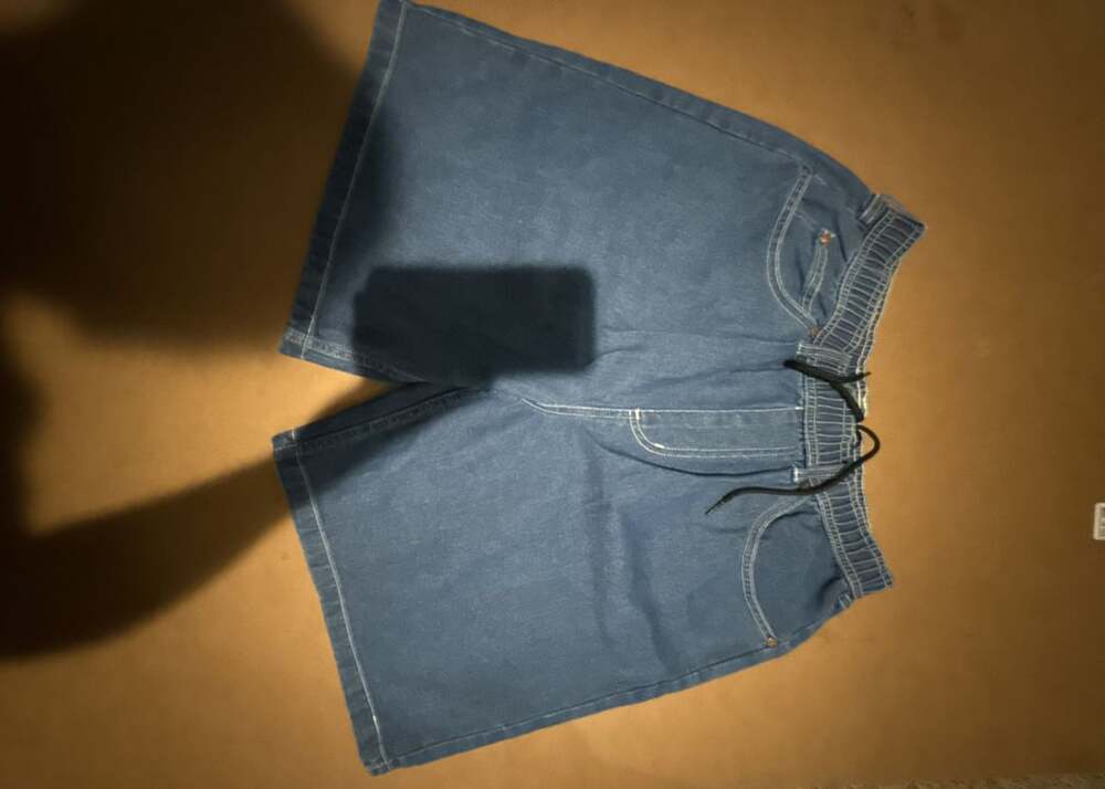 Converse Denim Shorts Blue Elastic Waist Drawstring Size M